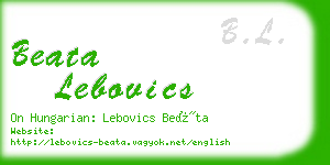 beata lebovics business card